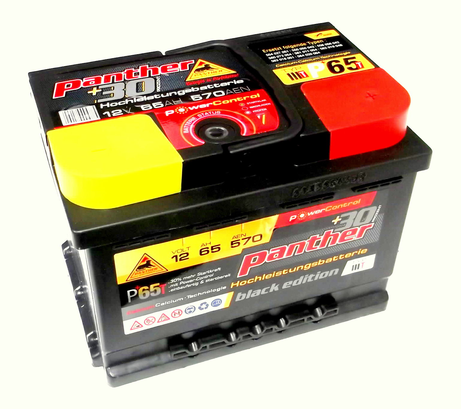 Panther Car +30% A+65 Typ III Autobatterie 12V 65Ah 570A 